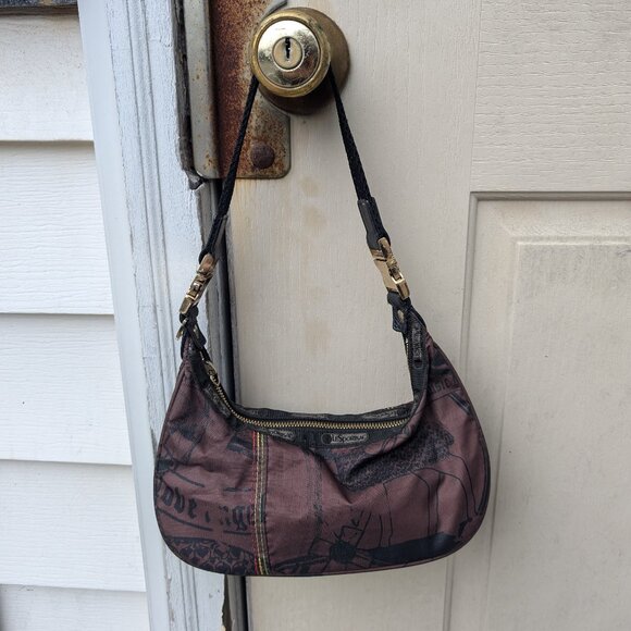 Y2K L.A.M.B. LeSportSac Shoulder Bag Lamb Gwen Stefani Black Brown Missing Chain - Picture 1 of 9